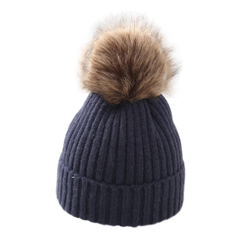 Winter Kids Knitted Hat Beanie For Baby Infant Girls Boys Warm Pure Color Thickened Ball Newborn Photography Autumn