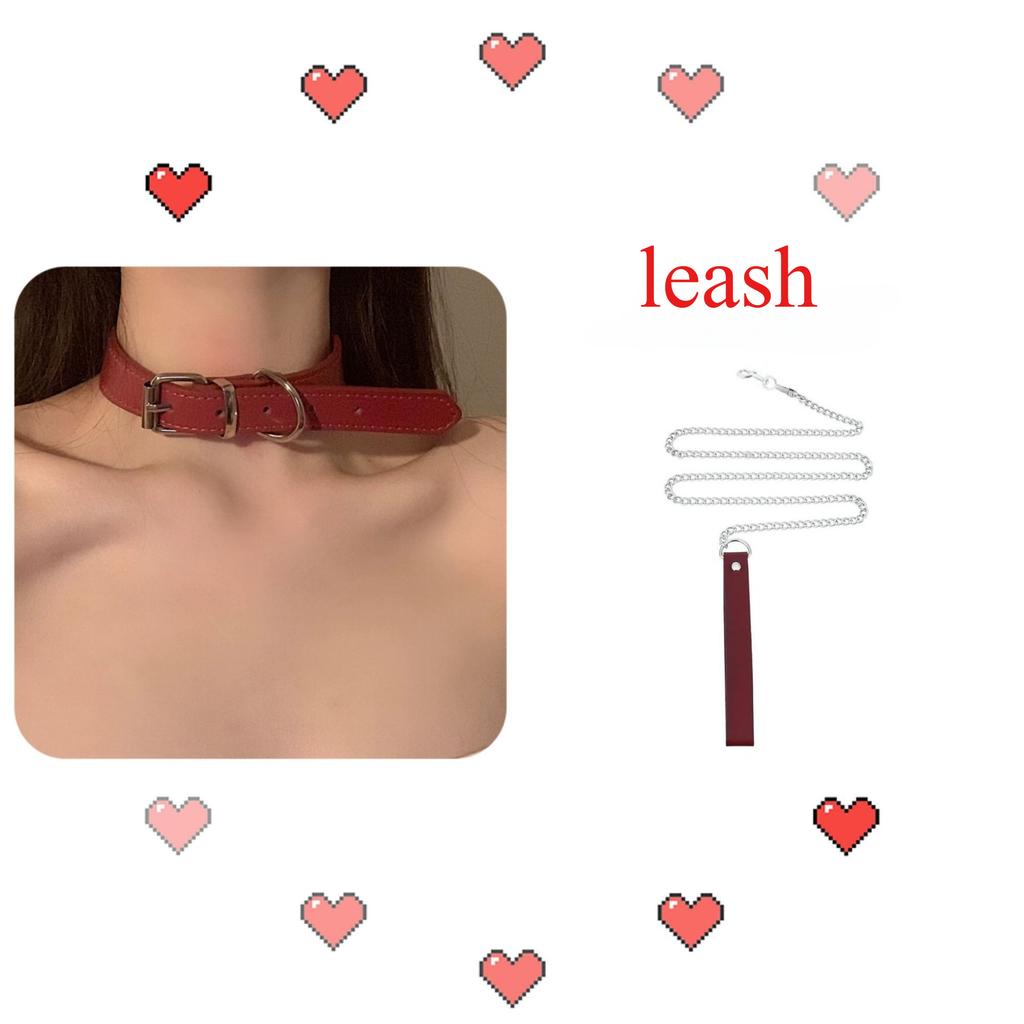 Female collar with a chain around the neck, choker, Niche design leather neck collar, high-end punk neck chain, sexy neck collar