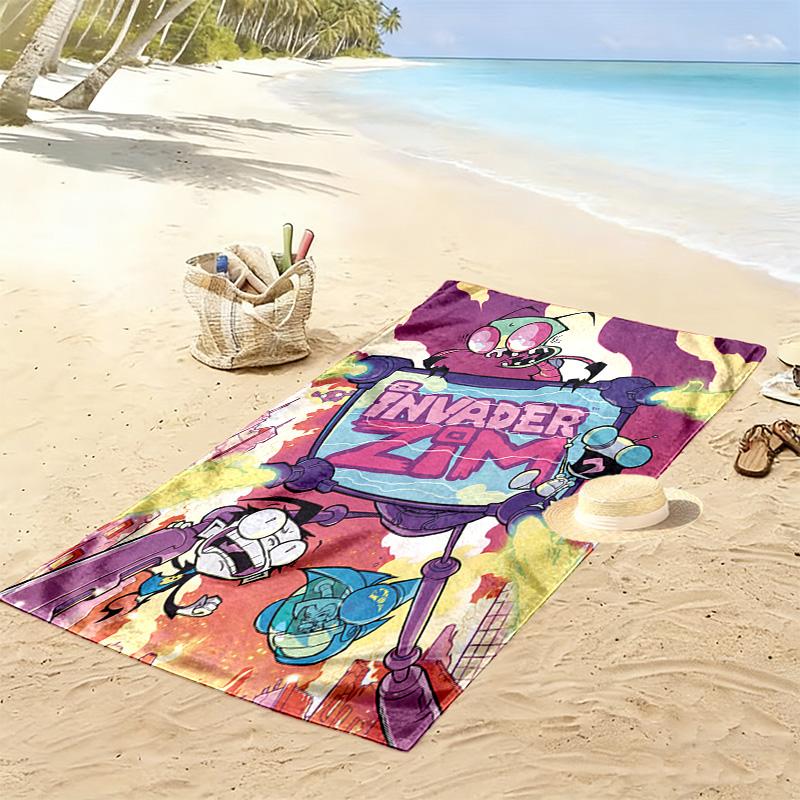 Invader Zim 2D Flat Print Beach Towel, Large Soft Quick Dry Towel for Beach Camping SwimmingXSTJ0915472