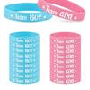 Comfortable Baby Gender Expose Party Bracelets Soft Silicone Wristbands with Pattern for Celebration