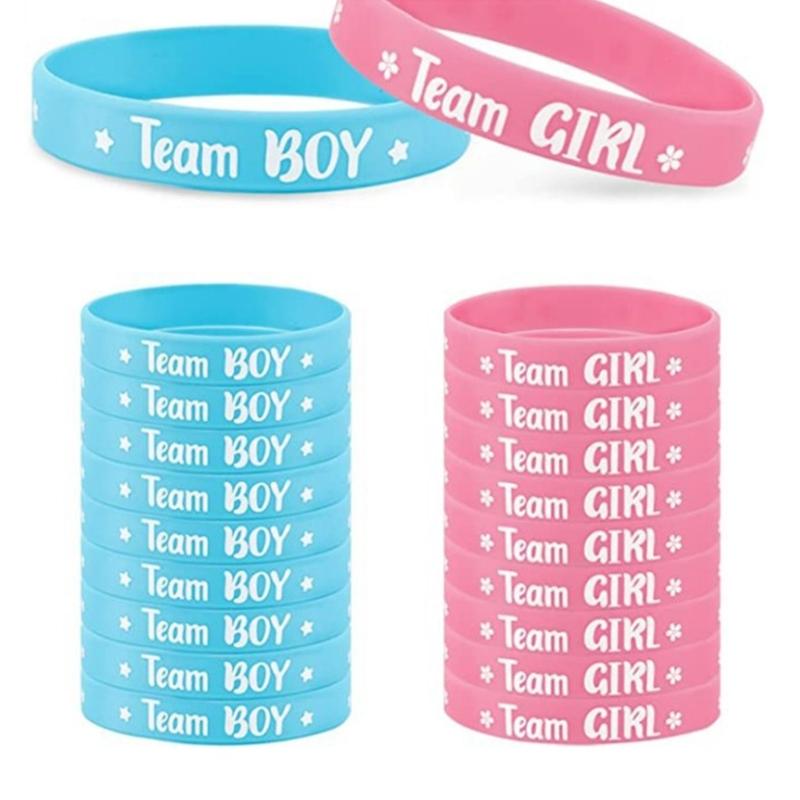 Comfortable Baby Gender Expose Party Bracelets Soft Silicone Wristbands with Pattern for Celebration