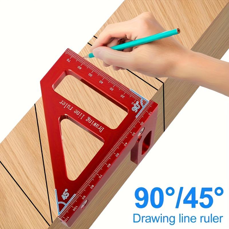 Aluminum Alloy Triangle Ruler, Multi-Angle Measurement, 45 and 90 Degree Drawing Line Ruler, Woodworking Drawing Corner Ruler