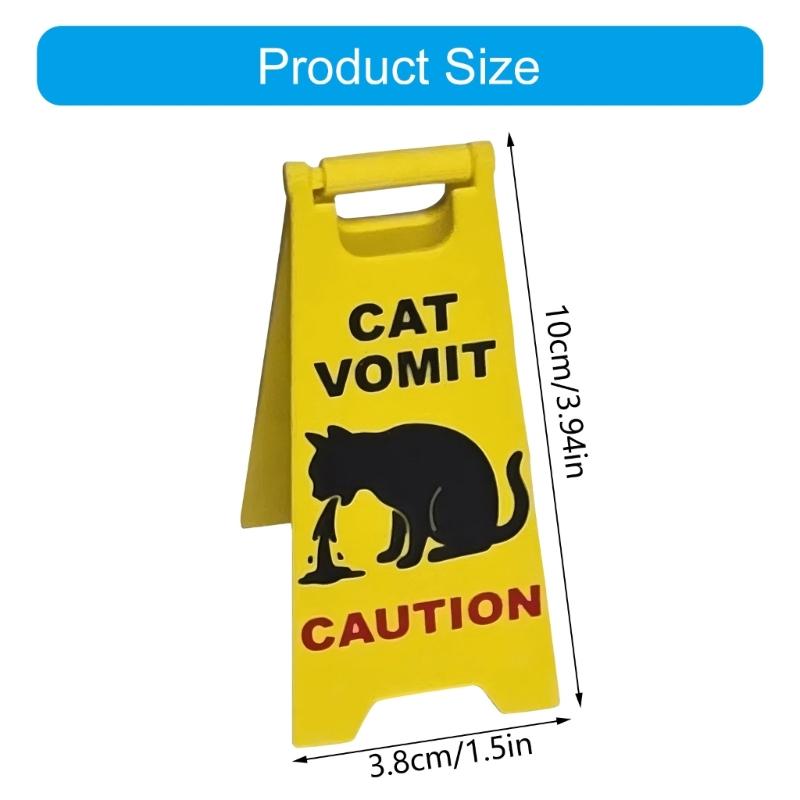 1Pc Cats Vomit Caution Signs Cats Vomits Warning Signs Desk Decorations Funny Novelty Cats Vomit Signs for Home Decors