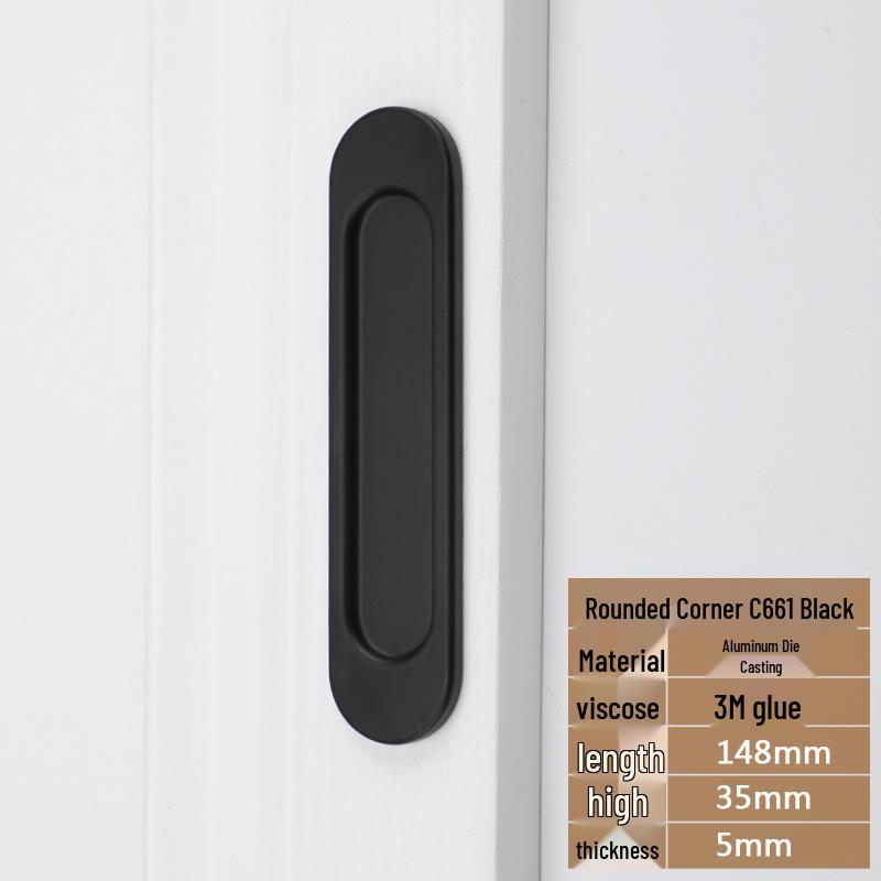 No-Drill Sliding Door Handle for Glass, Cabinet & Kitchen, Gold/Black/Gray Finish