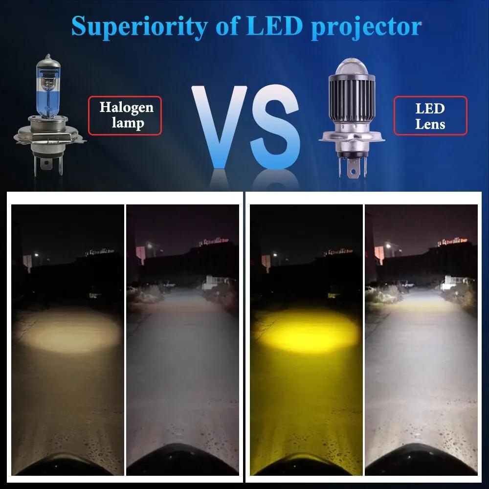 H4 LED Motorcycle Headlight H6 BA20D P15D CSP Led Lens White Yellow Hi Lo Beam Spotlight Motorbike Scooter Running Lamp