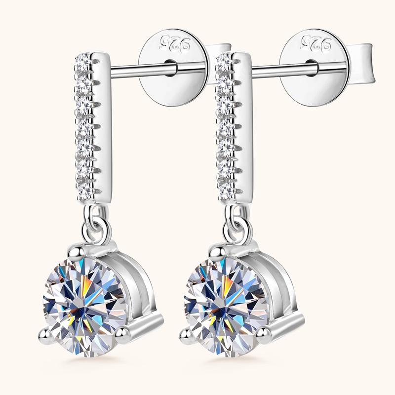 High-End Moissanite Tassel Drop Earrings: S925 Sterling Silver, Three-Prong Design