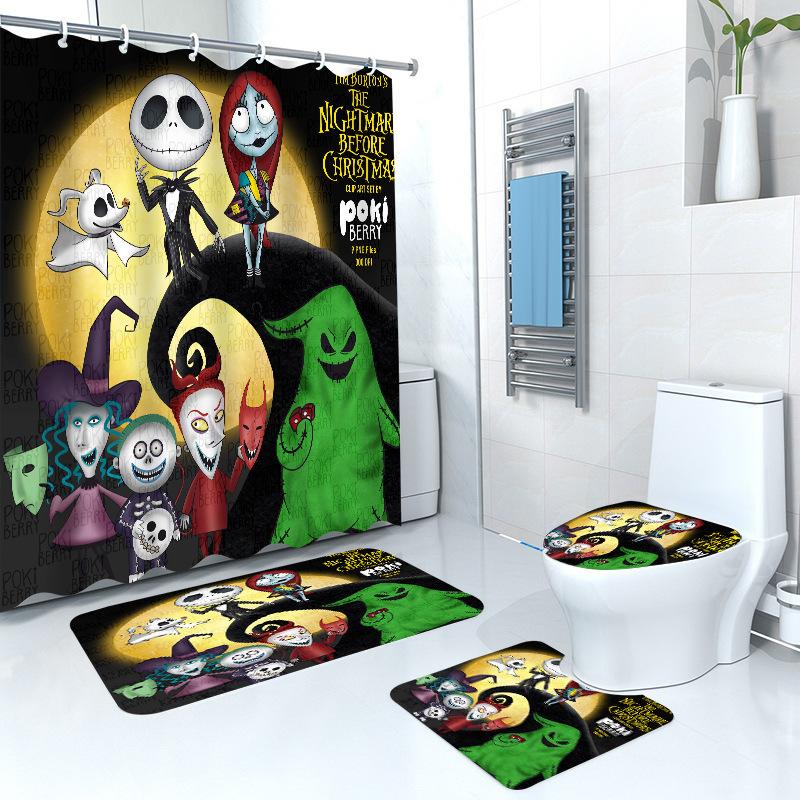 Halloween Zombie Bride Shower Curtain, Printed Bathroom Four-Piece Floor Mat Three-Piece Set, Large Quantity And Excellent Price