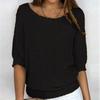 2026 Women's Solid Color Round Neck Knitwear Three-Quarter Sleeve Top