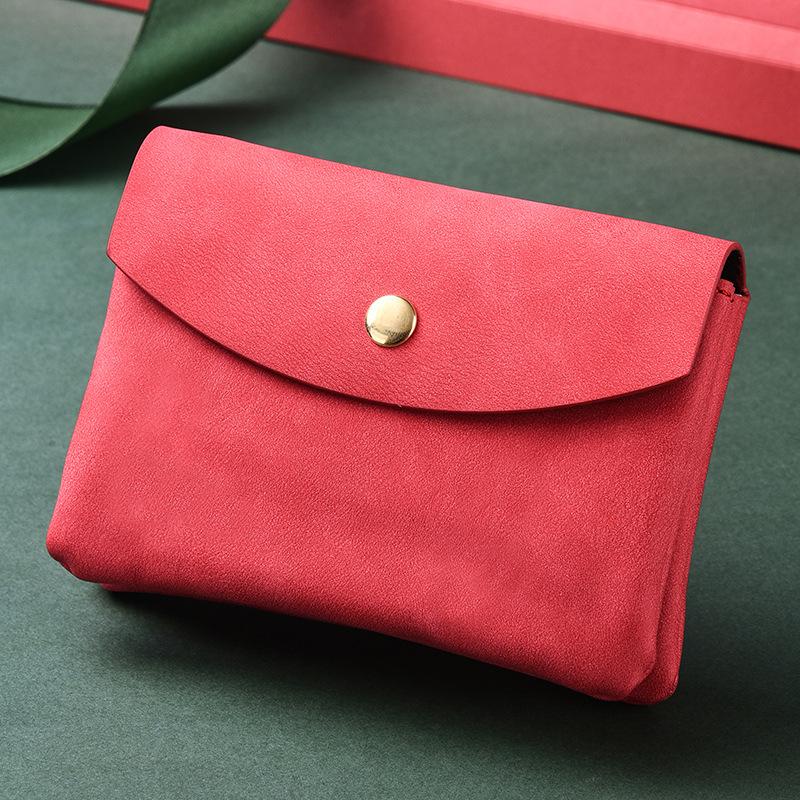 

Double-layer change bag, men s and women s card bag, large-capacity storage, coin bag, snap-button soft bag, small mini short wallet. красный