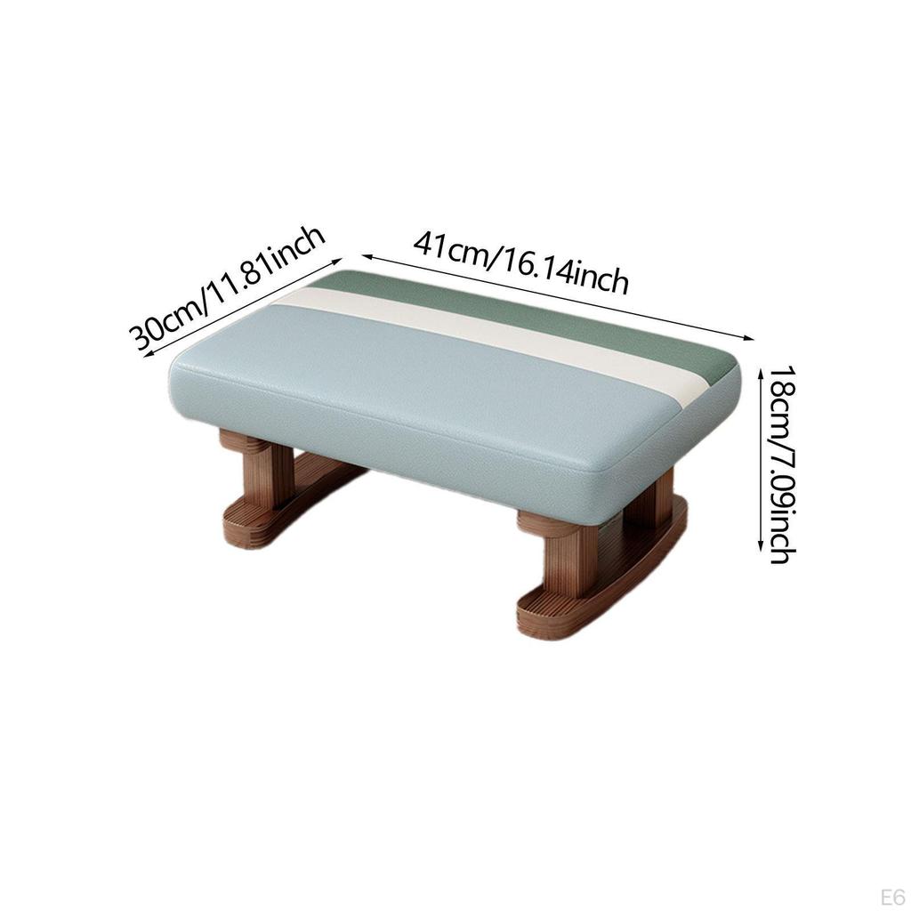 Fußstütze mit Holzbeinen, Kleiner niedriger Hocker, Gepolsterter Fußhocker für Büro, Bett, Schreibtisch, Wohnen, Essen