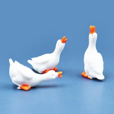 3 Stück Süße Gänsefigur Miniatur Hausdekoration Kawaii Zubehör Schreibtisch Garten Dekoration