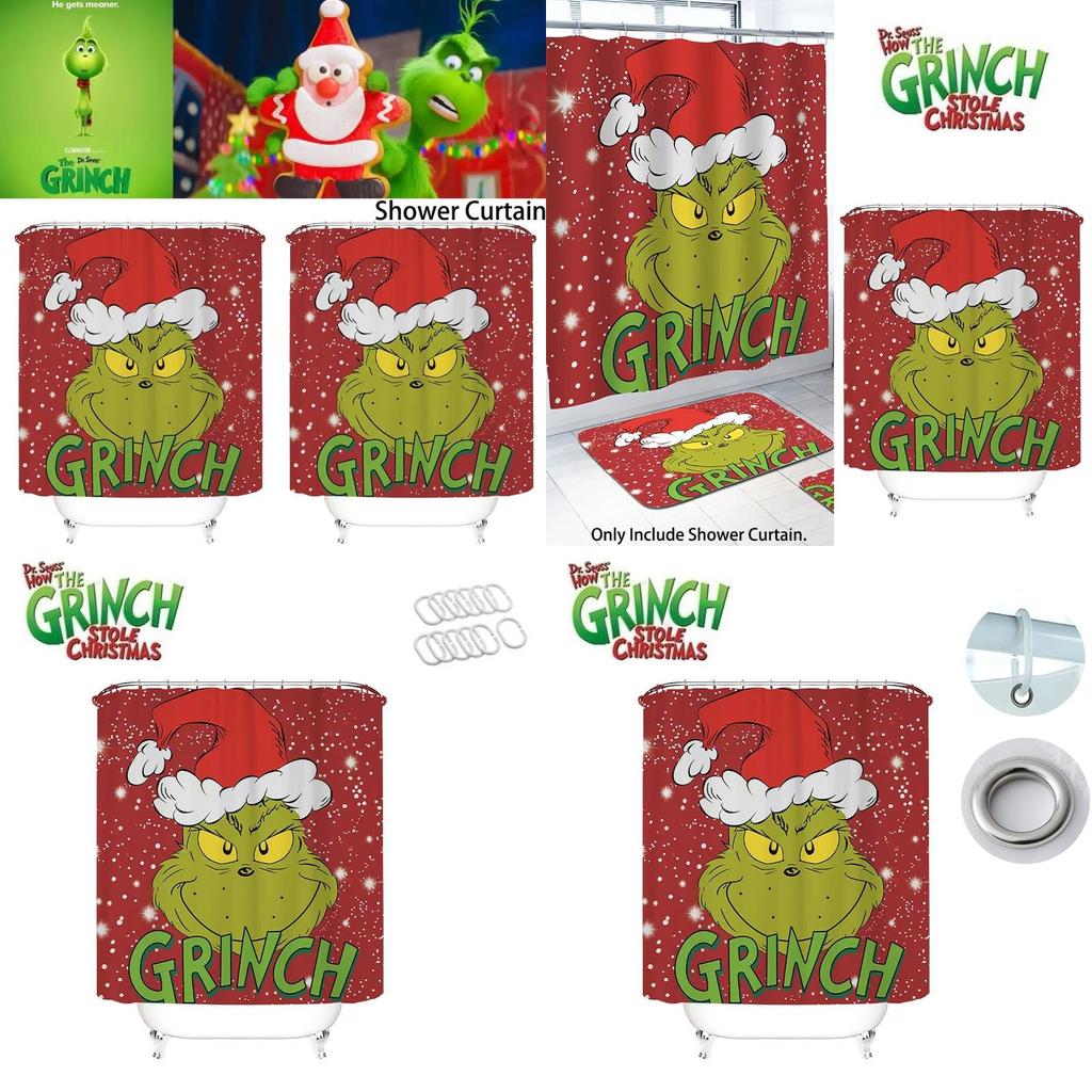 High-resolution Thermal Transfer Printed How The Grinch Stole Christmas Shower Curtain