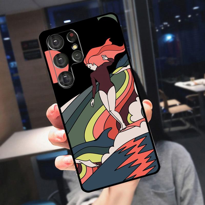 Surfboard Surfing Surf Girl Cover For Samsung Galaxy S25 S24 S21 S22 S23 Ultra S9 S10 Plus S24 FE S21 FE Phone Case