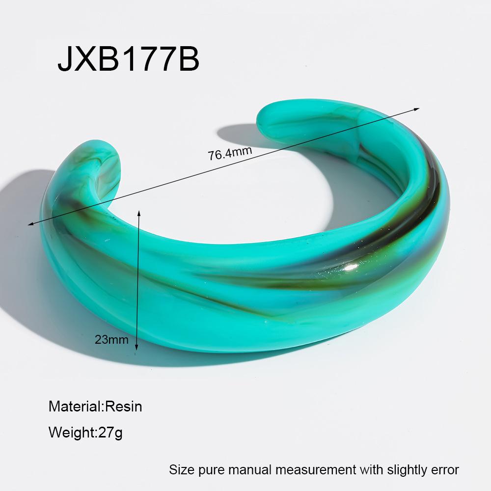Best-selling Vintage Graded Resin Bracelet, Fresh Summer Colorful Open-top Bang, Niche Design Accessory for Women