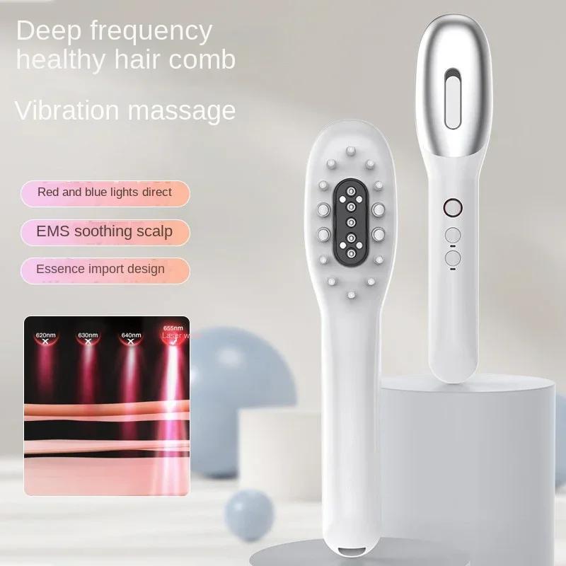 Scalp Medicine Applicator Electric Massage Hair Care Comb Hair Growth Liquid, Blue and Red Light Micro-current Massage Comb