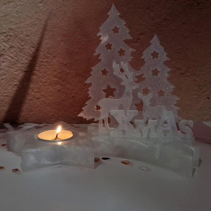 Tealight Candle Holder Resin Mold Candlestick Silicone Mold Christmas Epoxy Casting Mold for Diys Crafts Home Decors