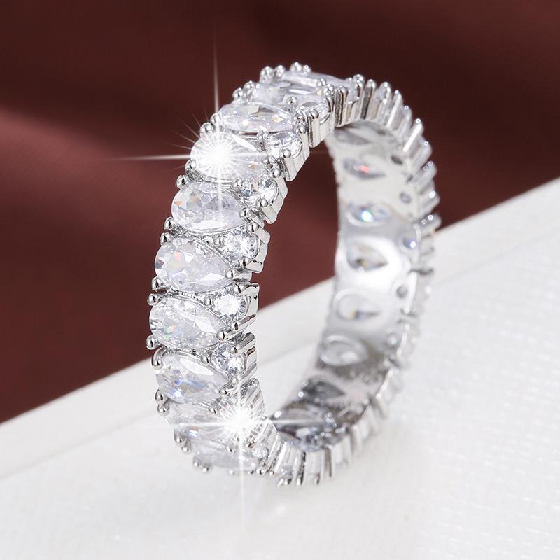 Seven-Color Retro Floral Zircon Women's Ring In Pure Copper