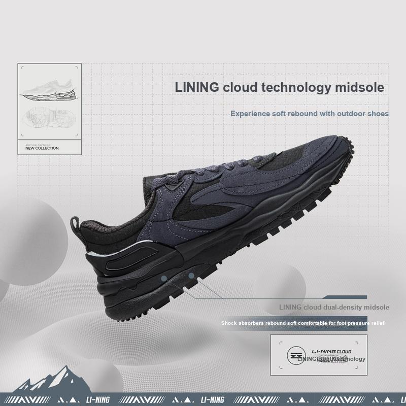 Li Ning CF Origin V4 Sports Comfortable Wear-Resistant Breathable Low-Top Casual Shoes Men Casual Shoes Black AGLU283-3