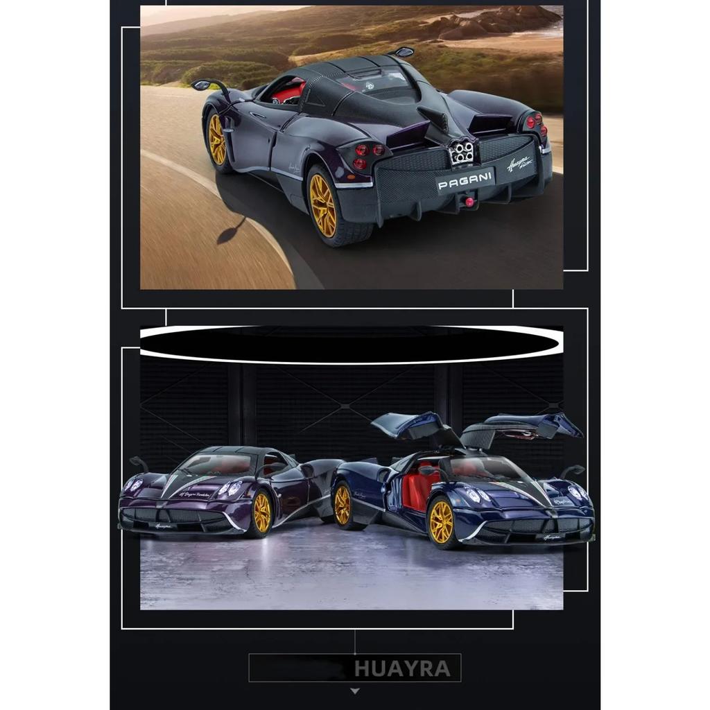 1/24 Pagani Huayra Dinastia Diecast Alloy Car Model Toys 4 Door Opened Sound And Light Pull Back Sports Vehicles For Child Gifts