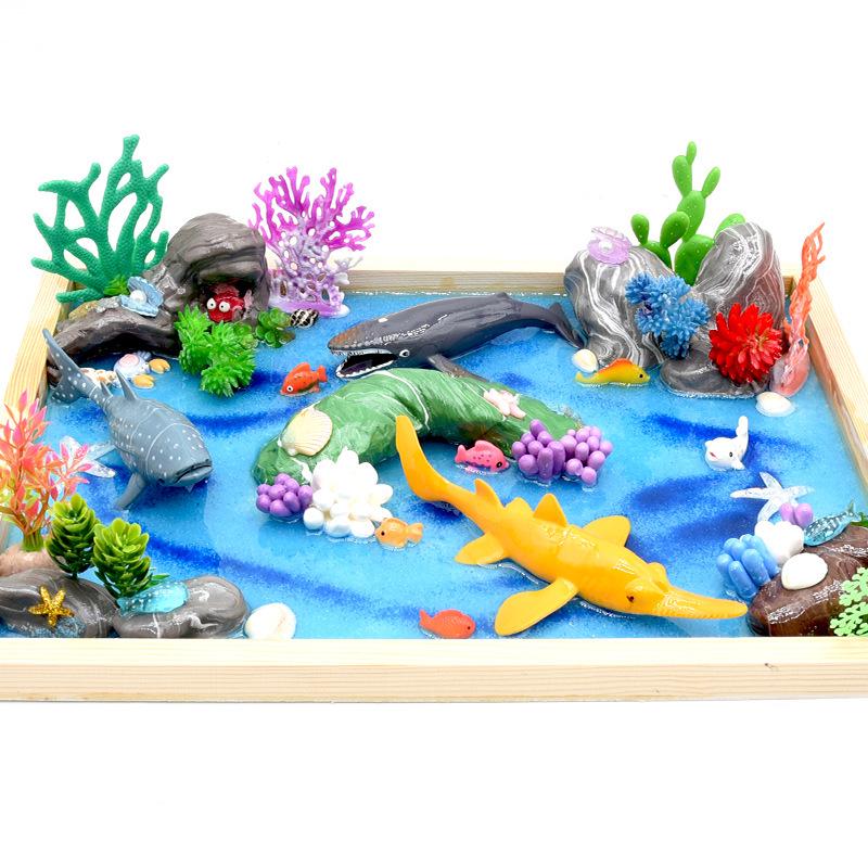 Children's Creative Epoxy Micro-Landscape Kit: Wooden Frame, Color Clay Accessories for Boys and Girls