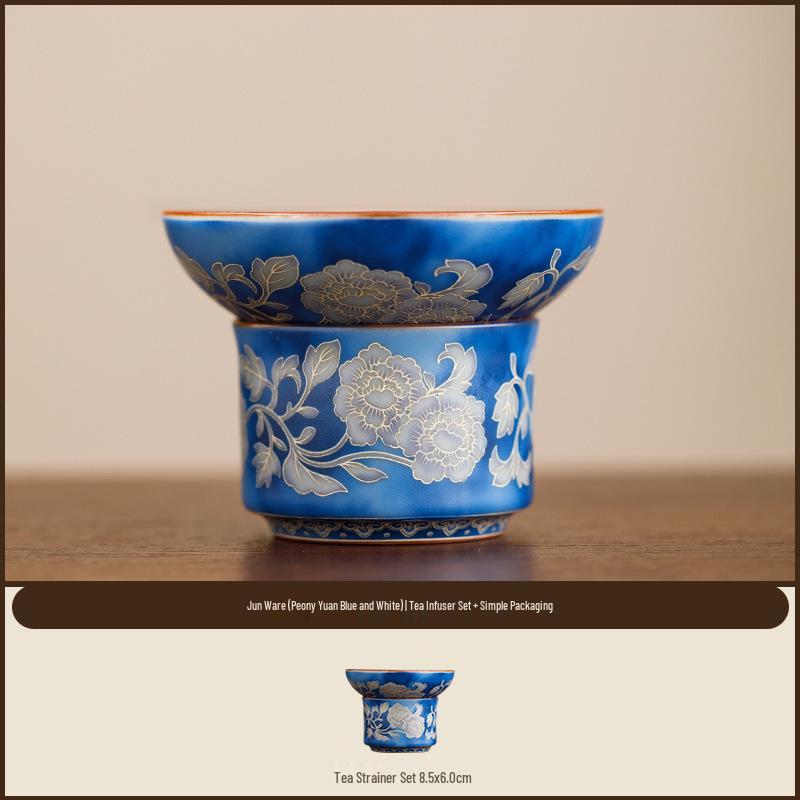 Высококачественное синее и белое керамическое ситечко и заварник для чая в стиле Килн