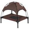 Pet Bed with Canopy, Foldable, Dog Lounger, Outdoor Dog Bed, Mesh Fabric, Brown + Black