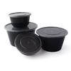 ZISIZ Disposable Round Black Plastic Soup Bowl with Lid