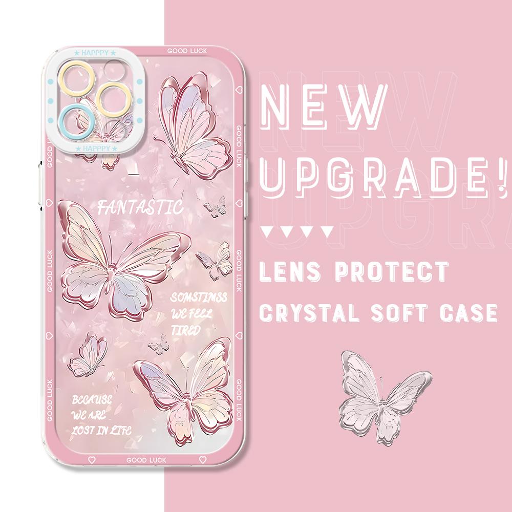 Shockproof Cartoon Painted Pattern Crystal Phone Case Transparent Soft Full Cover Camera Protection Cover for OPPO Huawei Honor Infinix Tecno Moto