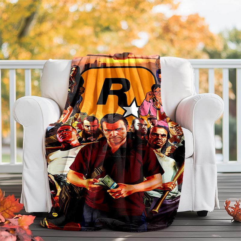 GTA Flannel Blanket Soft All-Season Throw, Design for Camping, Car Travel, Hiking Sofa, Bed, Office Perfect Gift for Parties