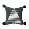 Christmas Tree Pattern Throw Pillowcase with Tassel Hair Ball Decoration Pillow Cover Farmhouse Style Cushion Cover