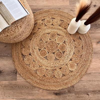 Rectangle Jute Rug Runner Handmade 100% Natural Braided Floor Mat Reversible Natural Jute Round Rug Handmade