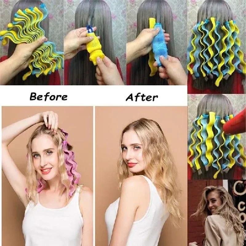 Heatless Hair Curlers No Heat Curling Roller Rod Headband Sleeping Curls Silk Hair Rollers Soft Bar Wave Hair Styling Tools
