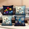 Nordic Dandelion Pattern Double-Sided Printed Pillow Cover Short Plush Suitable Living Room Bedrooms Sofas Throw Cushion Cover