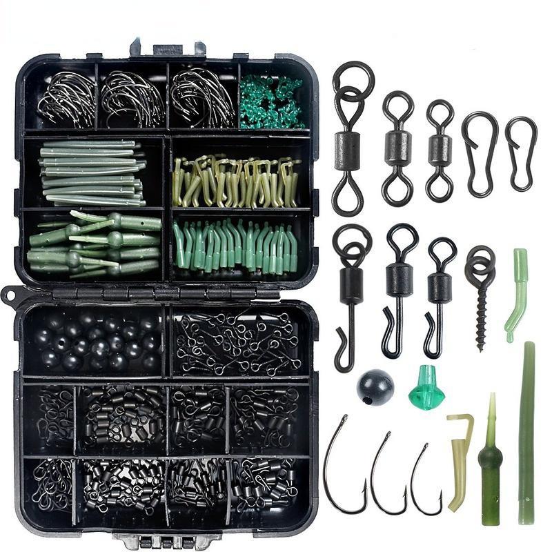 

420 шт./корпус, набор снастей для ловли карпа, включая бойлы, винты, аксессуары, вертлюги, крючки, рукава против запутывания, бусины-фиксаторы крючков 420Pcs/Set