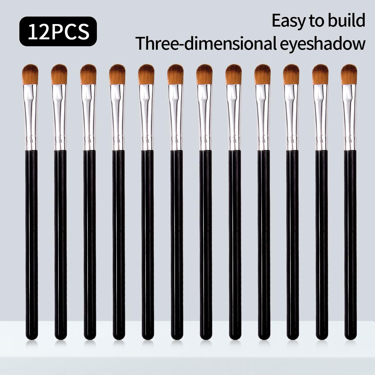 

12Pcs Pink Eyeshadow Brushes Flat Round Small Concealer Brushes Professional Eye MakeupTools Soft Synthetic Fibers Easy To Clean чёрный