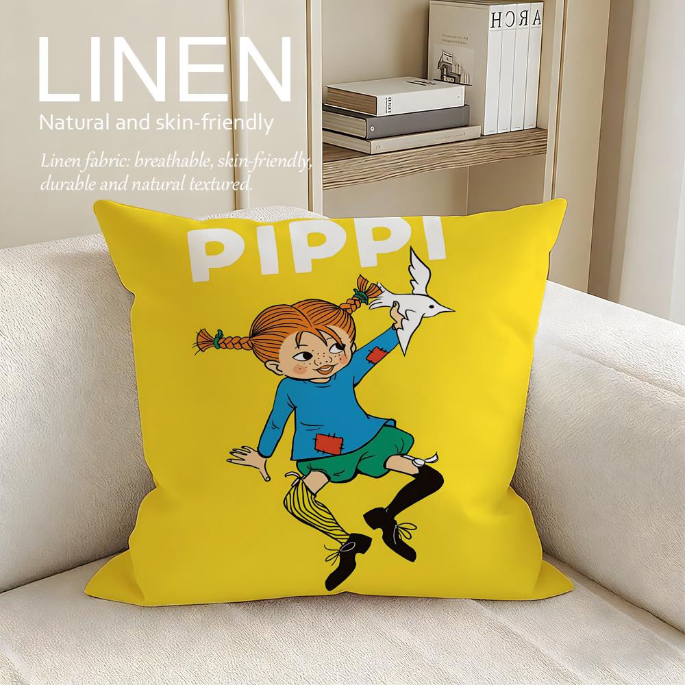 Classic Pippi Longstocking Cushion Cover Pillowcase Set Pcs x x Breathable Washable Sofa Cushion Cover