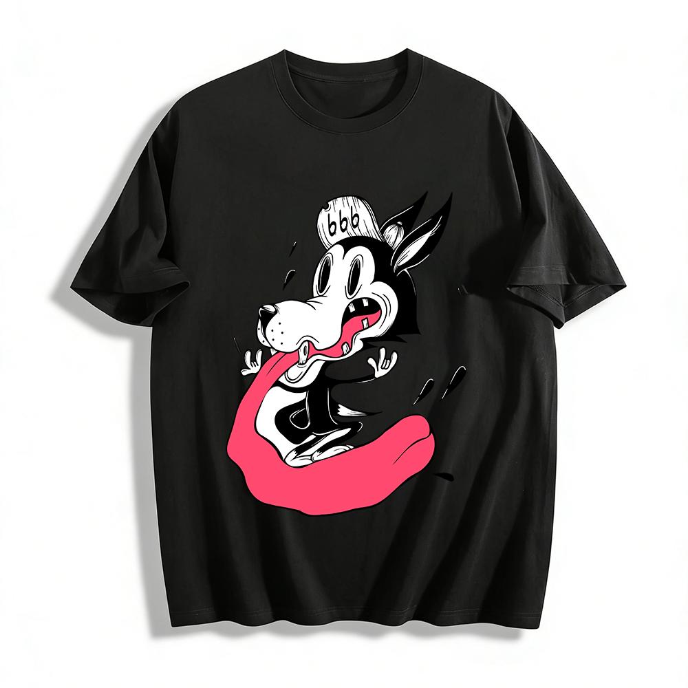 

Vintage Cartoon Goofy Dog Tongue Out Graphic Casual Tee Pure cotton T-shirt XXS