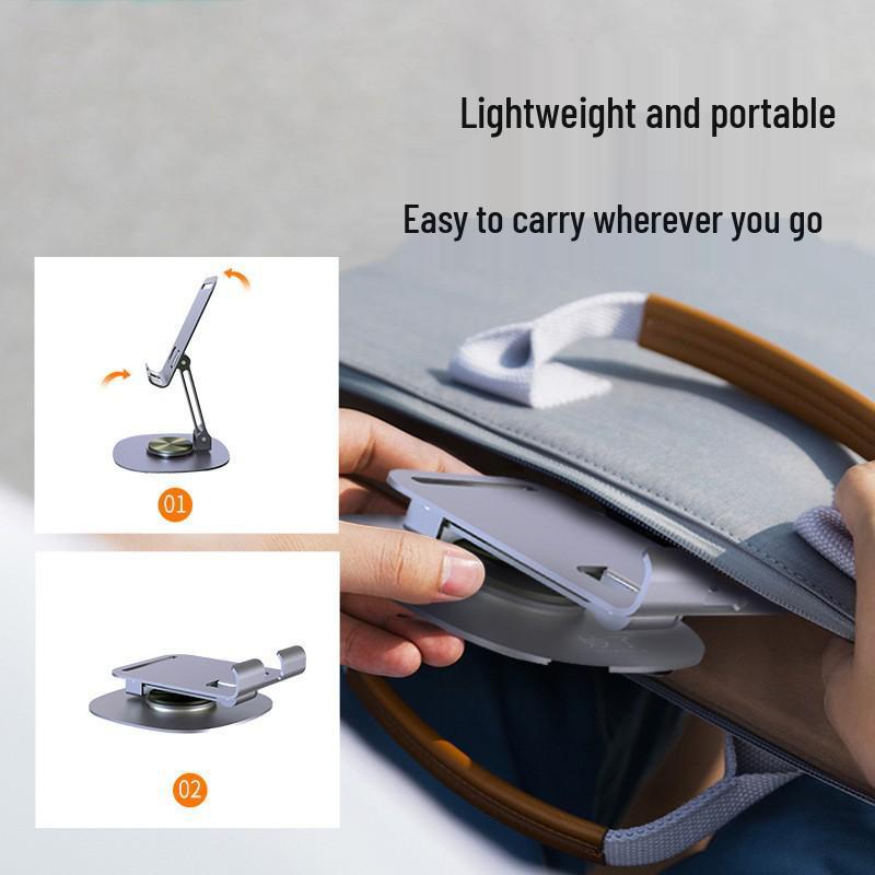 Portable Full Metal Rotating Desk Phone Holder - Folding Stand for Live Streaming