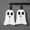 1pc Halloween Bathroom Hand Towel - Soft, Absorbent Coral Fleece, Black & White Spooky Design with Broomsticks & Pumpkins
