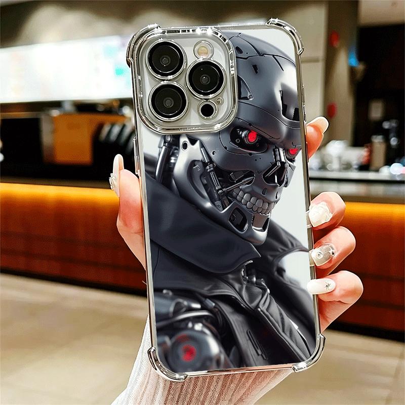 Terminator Arnold Schwarzenegger Plating Phone Case For Iphone 16 17 Pro Max Air 16E 14 15 Plus 12 13 Mini Anti-Fall Airabag Cov