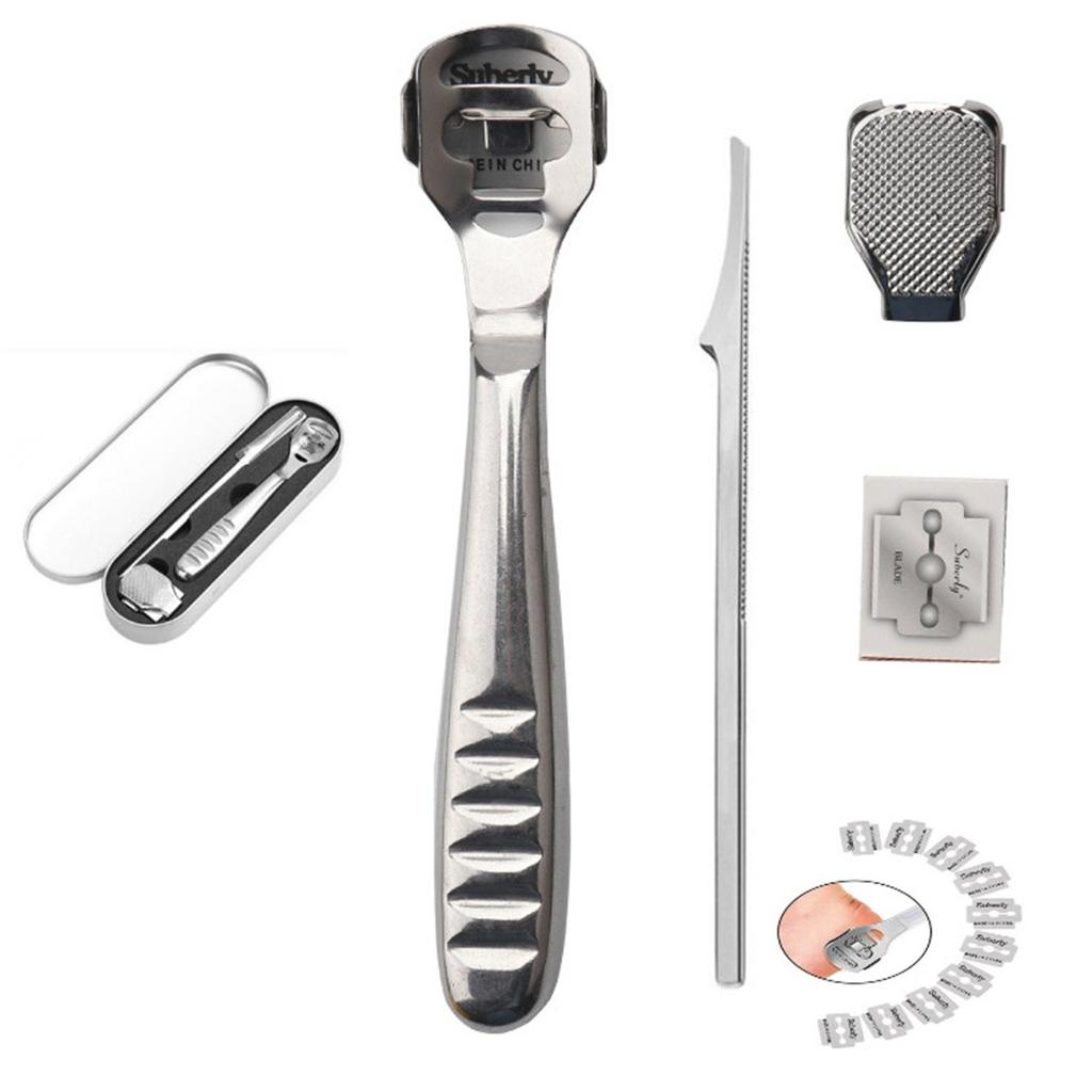 Callus Remover For Feet, Foot Callus Shaver Heel Hard Skin Remover For Hand Feet Pedicure R-azor Tool Shavers With Stainless Steel Handle 10 Blades