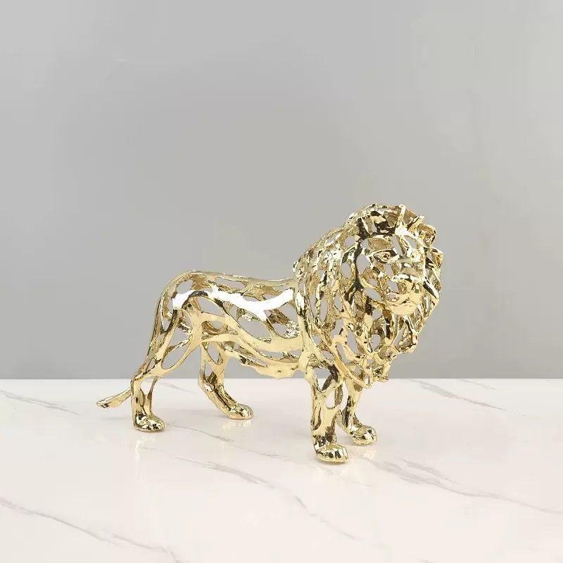 Abstract Gold Hollow Metal Horse Animal Sculpture Ornament Home Room Table Statue Decoration Fengshui Office Desk Figurine Craft