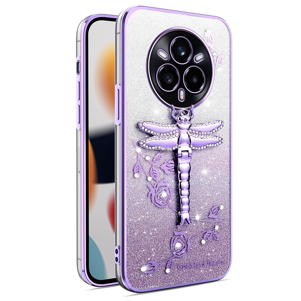 KADEM For Realme 14 Pro 5G Case Dragonfly Kickstand TPU Flowers Glitter Phone Cover