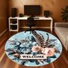 1PC Floral Welcome Office Round Area Rug, Under Office Chairs Bedroom Living Room Home Decor, Carpet for Office -1110107