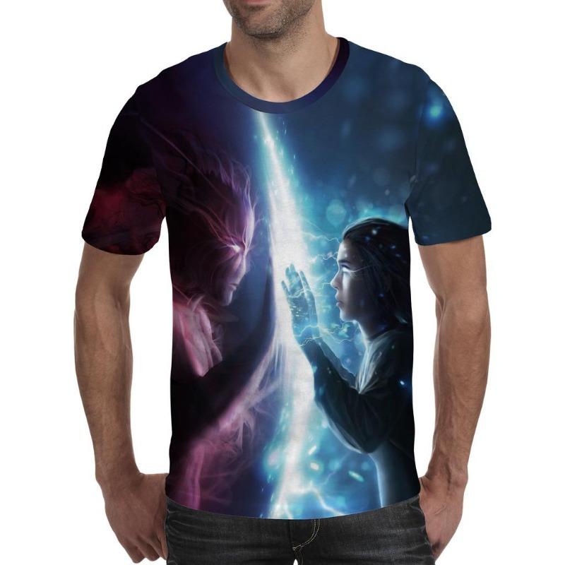 Men T Shirt Spirit Anime 3D Fluorescent Angel Print T Shirt Unisex-Adult Hipster 3D T Shirts