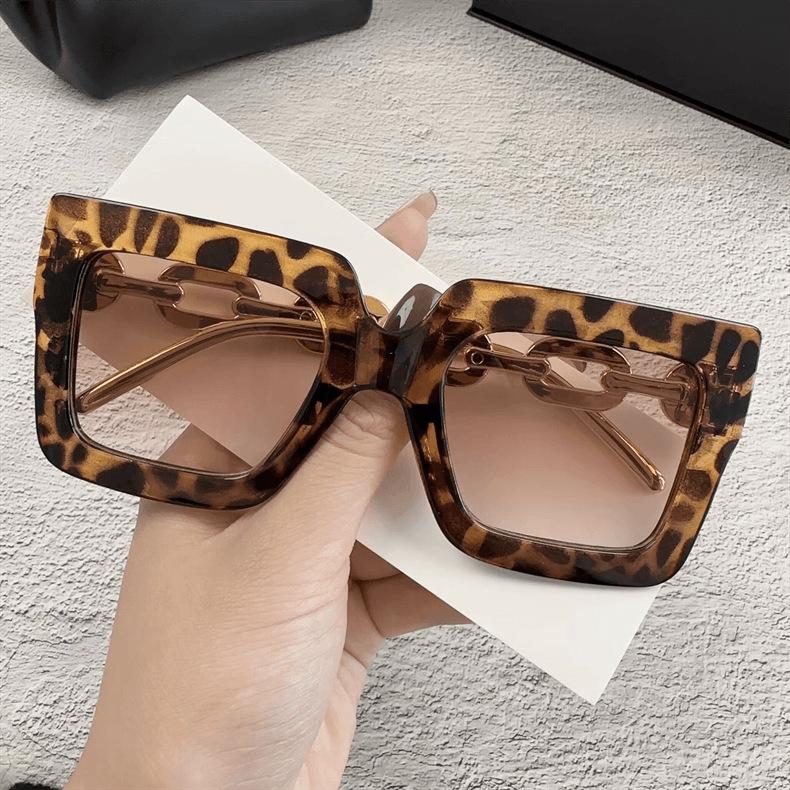 New European American Large Square Frame Chain Sunglasses Women Men UV Protection Fashion Trend Cross-border Sun Glasses