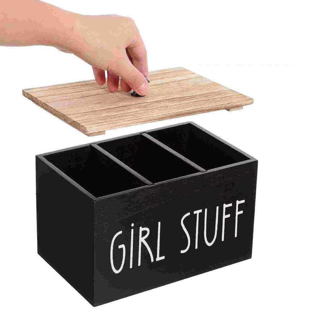

Wooden Cotton Pads Storage Box 1/3 Grids Dust Proof Lady Pad Storage Container Large Capacity with Lid Cotton Swab Holder