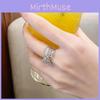 Elegant Silver Zirconia Adjustable Vintage Style Women's Ring With Geometric Design