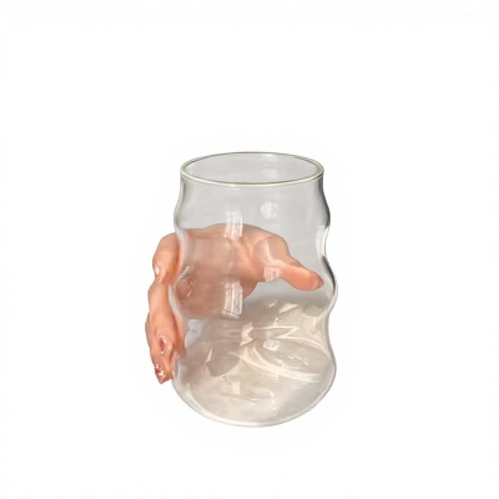 Ins Style Modern Minimalist Plump Coffee Glass Cup with Straw Vertical Stripe Cloud for Girls Outdoor & Car Use 550ml