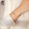 ORSA JEWELS 925 Silber Grüner Malachit Kleeblatt Armband O-Kette Mit Muschelperle Symbol Für Reichtum & Glück GMB69